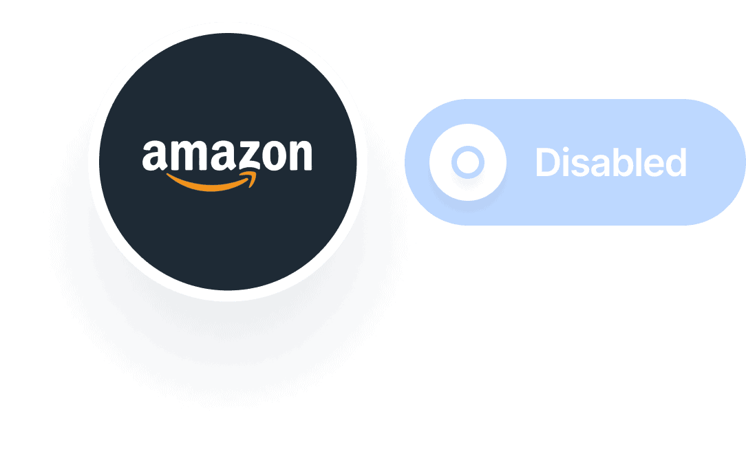 The Amazon logo next to a button saying Disabled.
